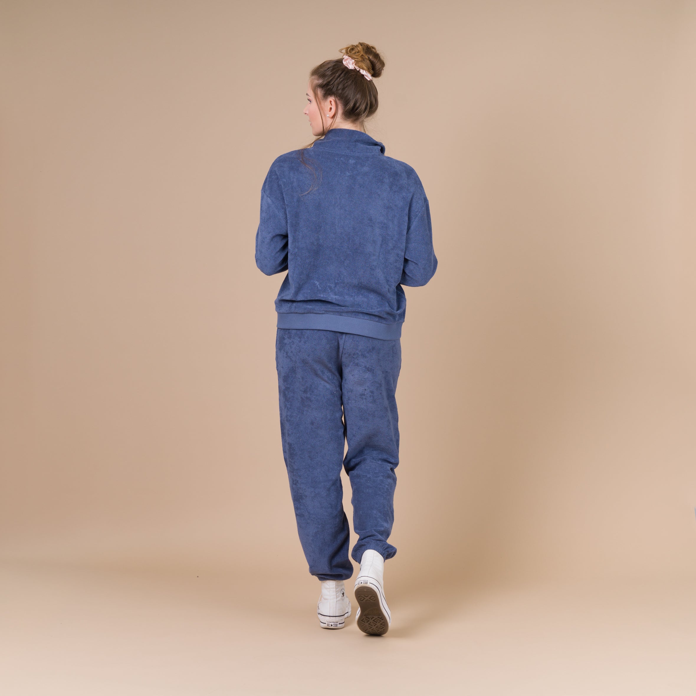 Pyjama Femme Forme Jogging en Velours Eponge BLEU CF418