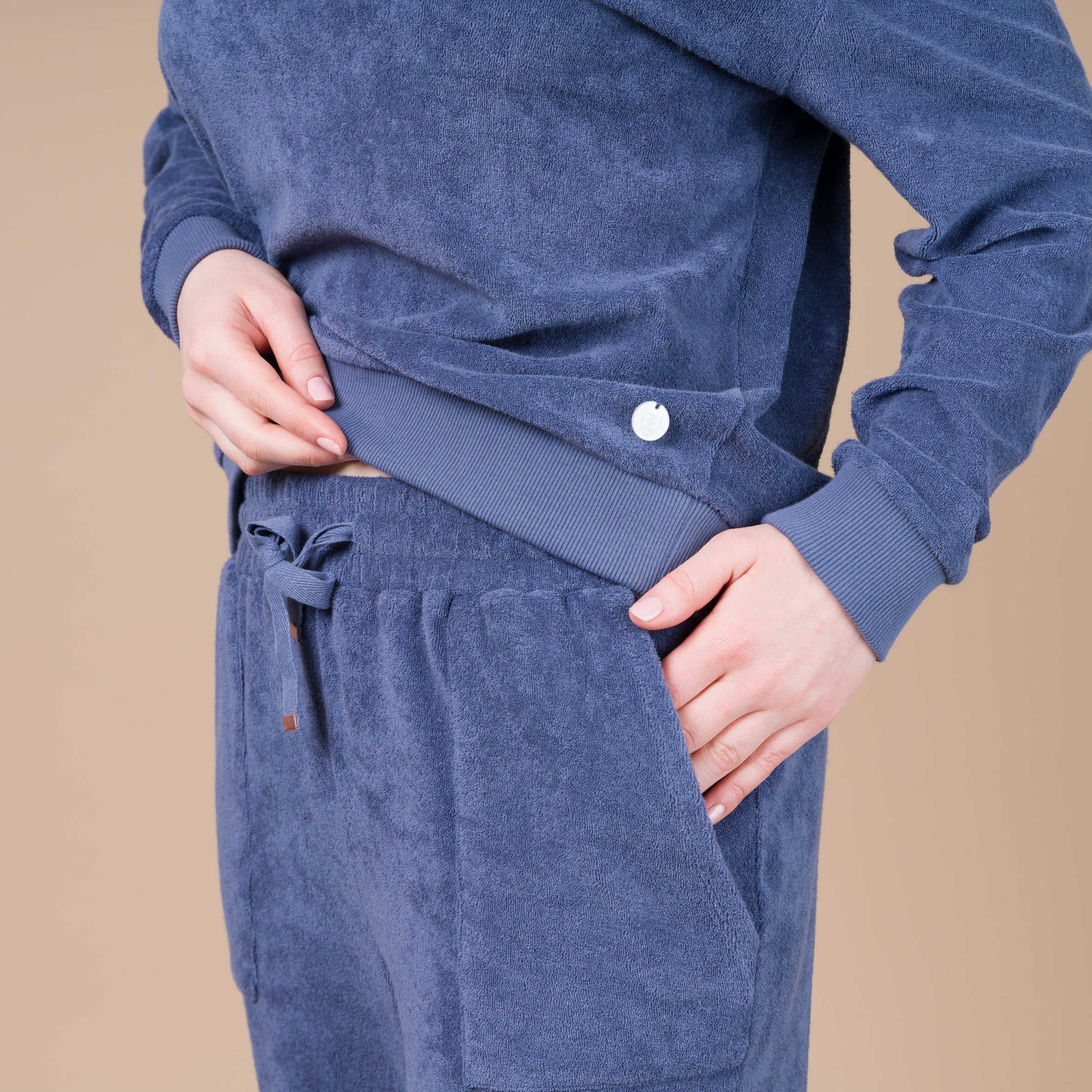 Pyjama Femme Forme Jogging en Velours Eponge BLEU CF418