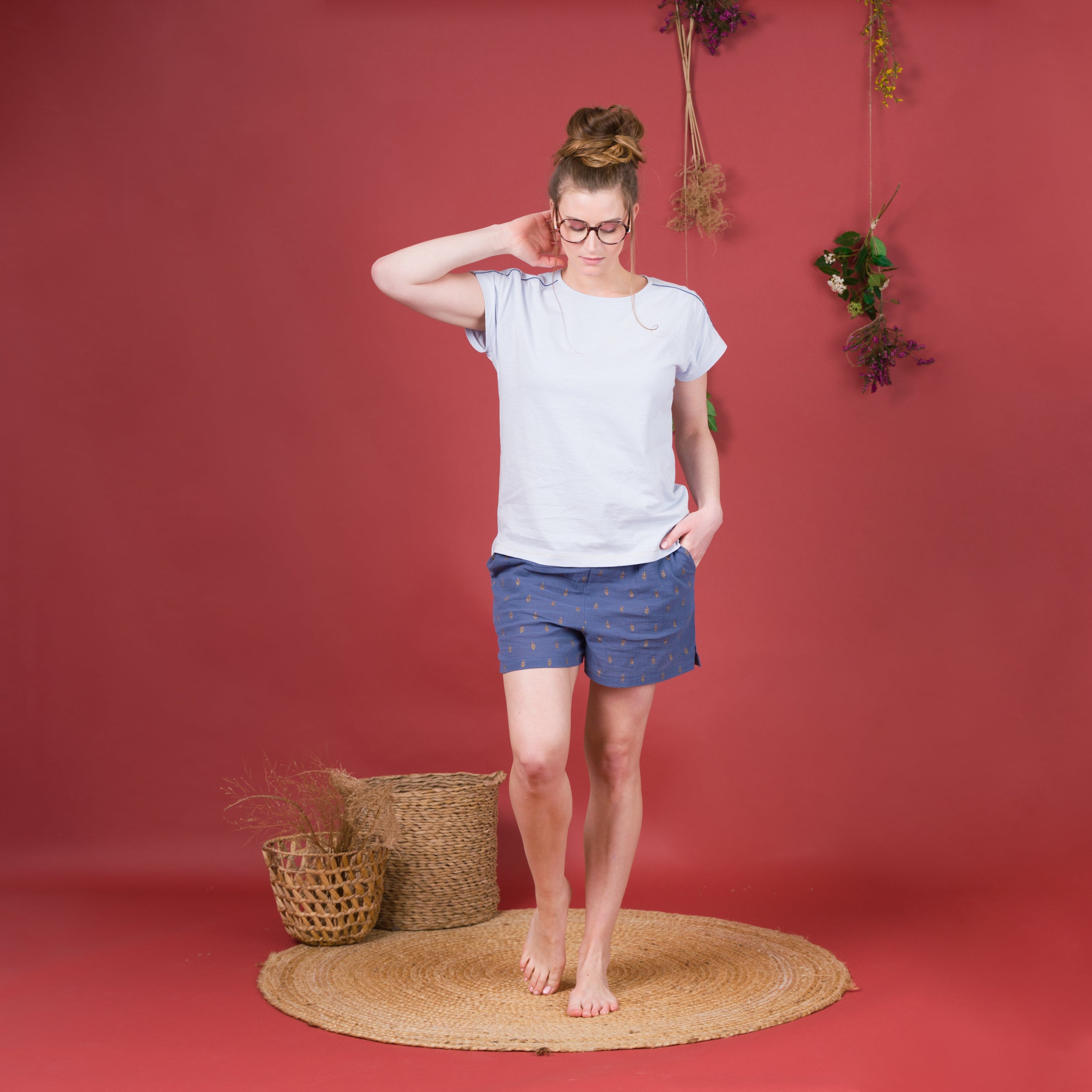 Pyjama Femme Court en Jersey et Crêpe de Coton CIEL CF506