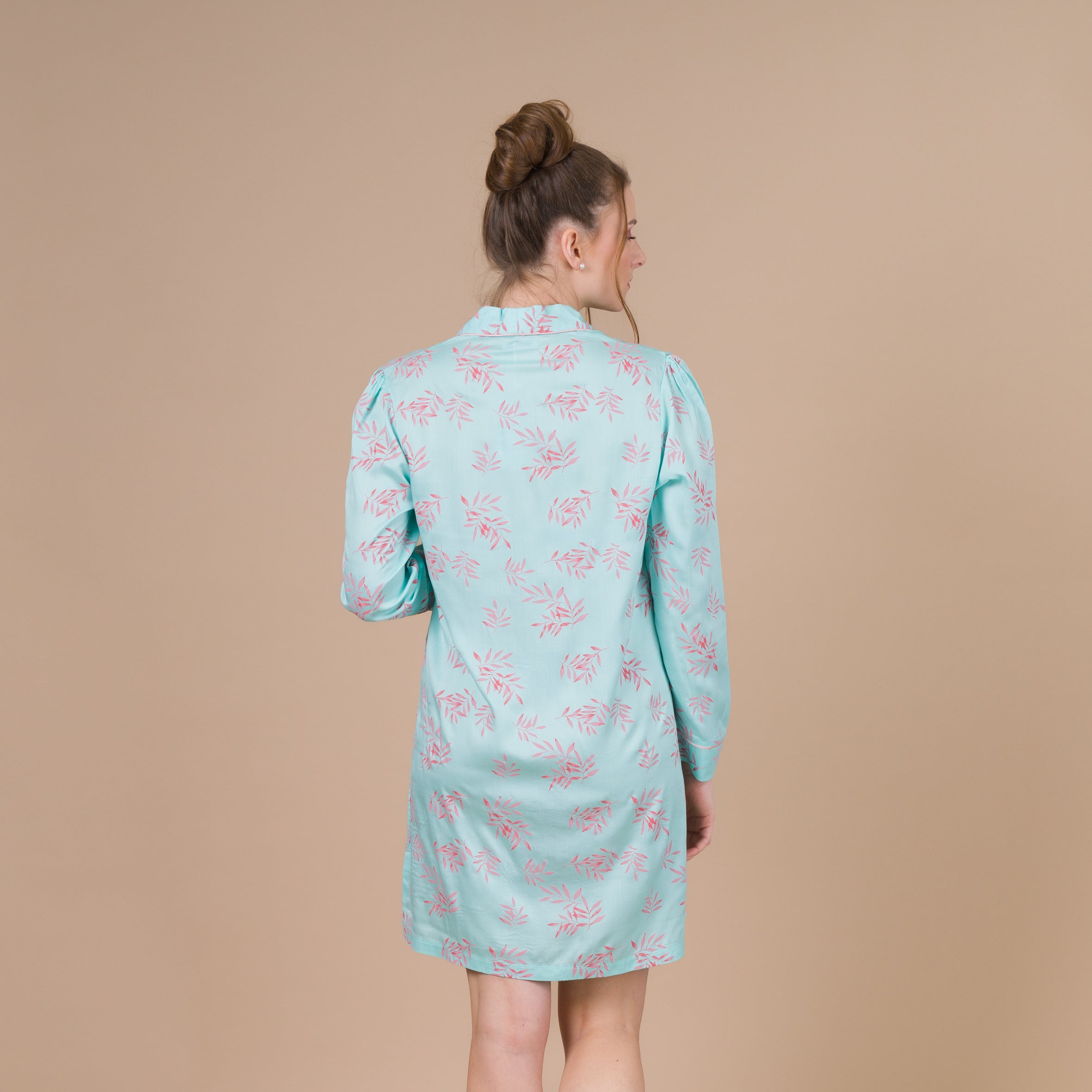 Liquette Femme Boutonnée en Tissu Viscose Imprimée Floral Lagon