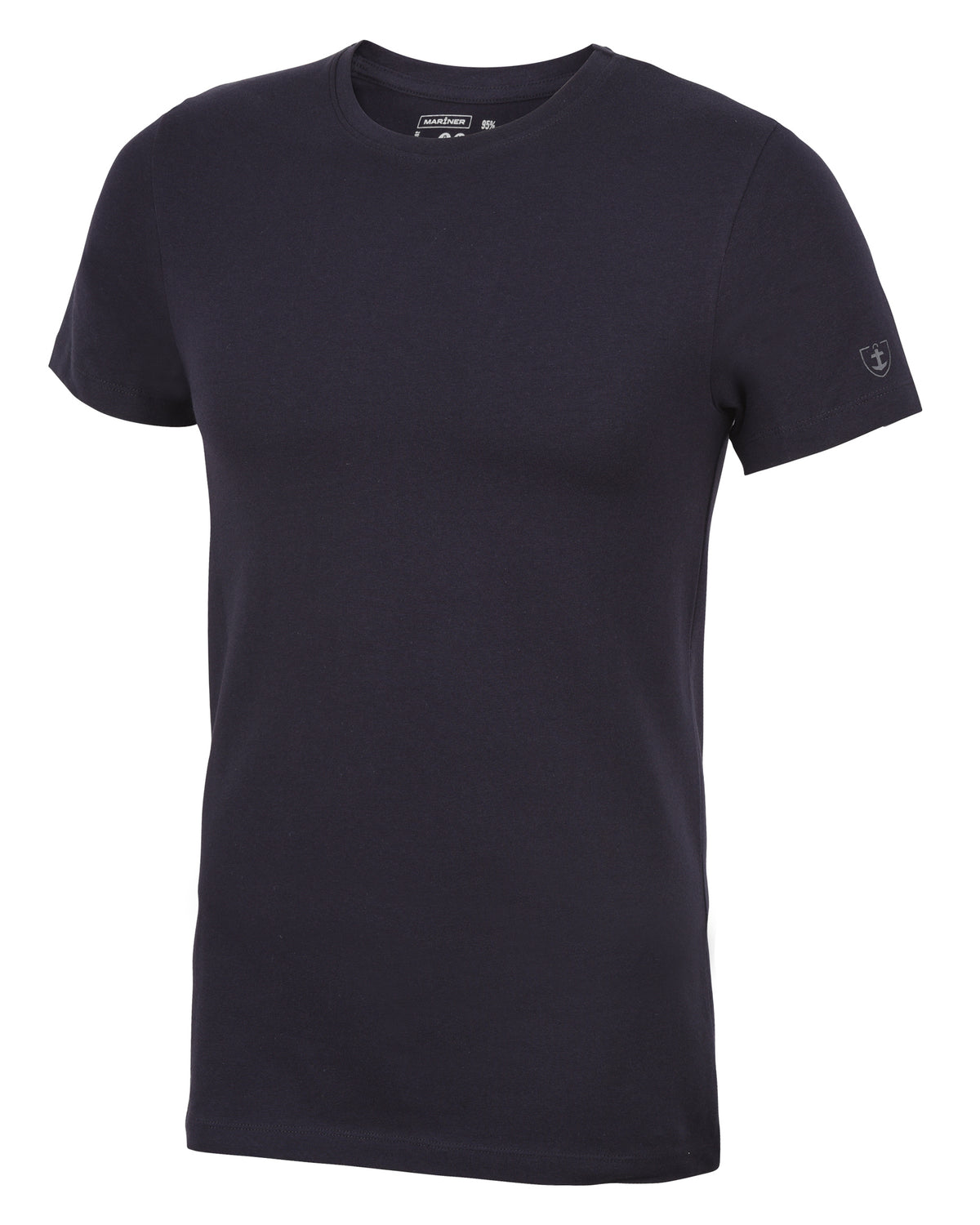 T-shirt col rond bleu marine pour homme en coton stretch, confortable et résistant, idéal pour un look décontracté.