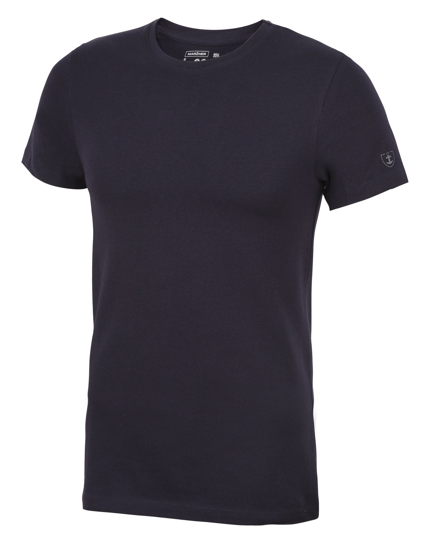 T-shirt col rond bleu marine pour homme en coton stretch, confortable et résistant, idéal pour un look décontracté.