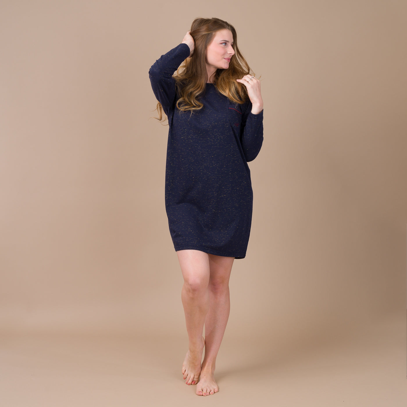 Liquette Femme Col Rond en Jersey avec Lurex MARINE BF804