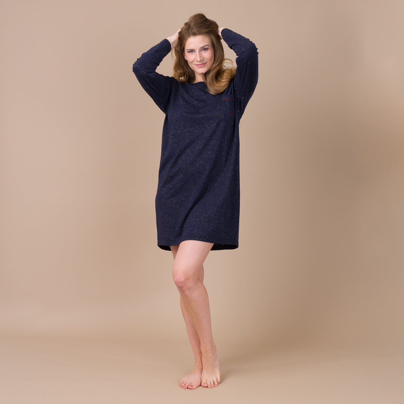 Liquette Femme Col Rond en Jersey avec Lurex MARINE BF804