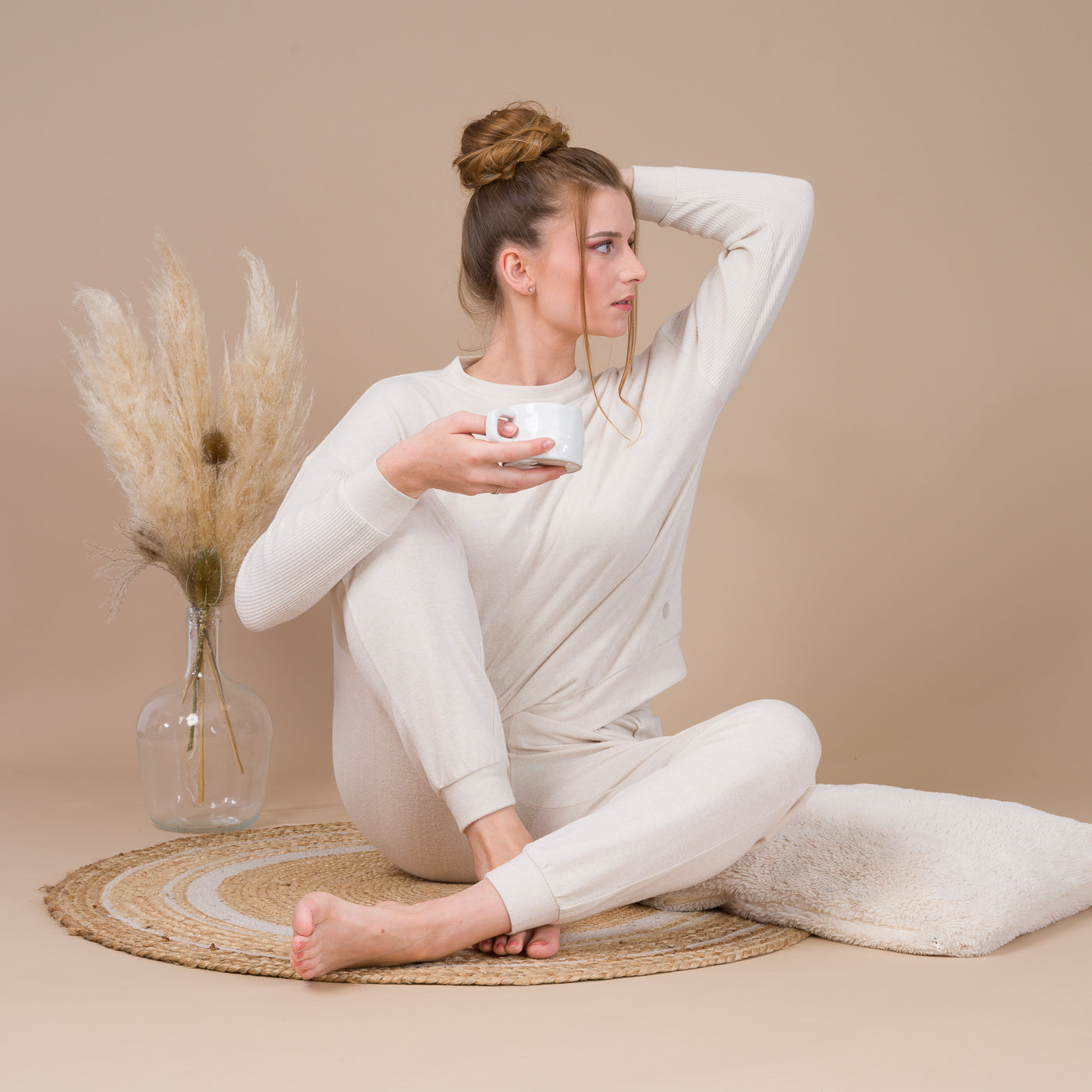 Pyjama Femme Col Rond en Jersey VANILLE BF405