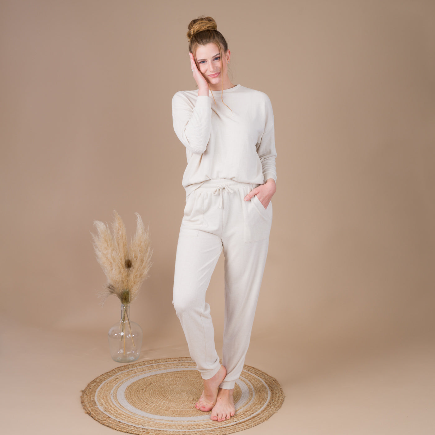 Pyjama Femme Col Rond en Jersey VANILLE BF405