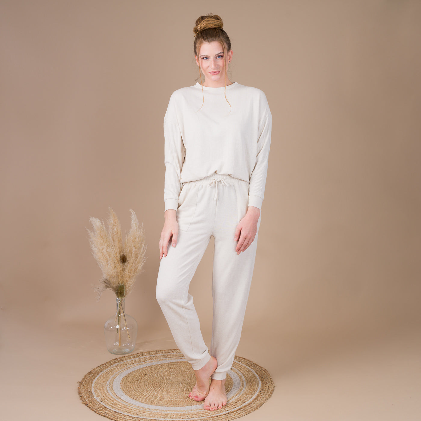 Pyjama Femme Col Rond en Jersey VANILLE BF405