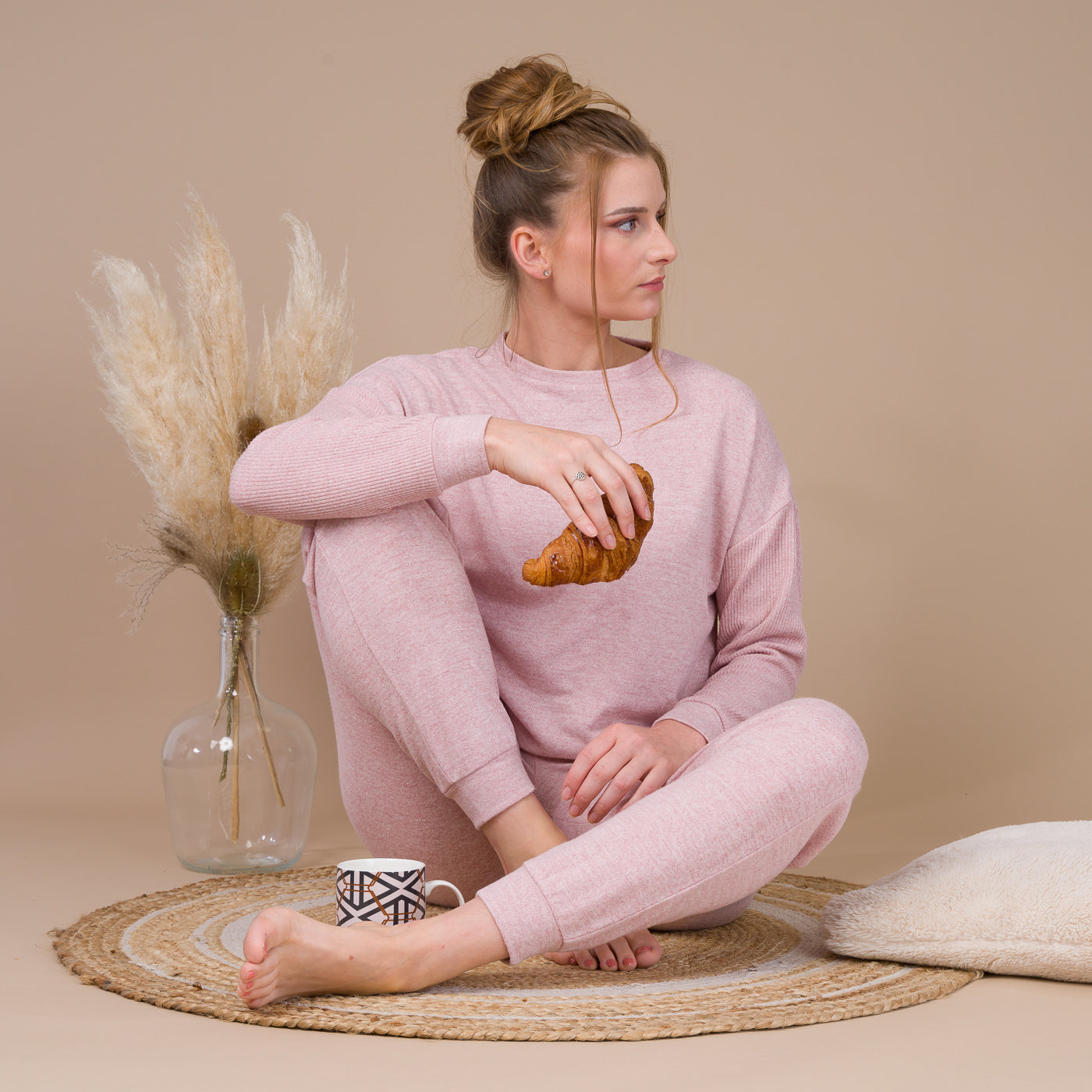 Pyjama Femme Col Rond en Jersey ROSE BF405