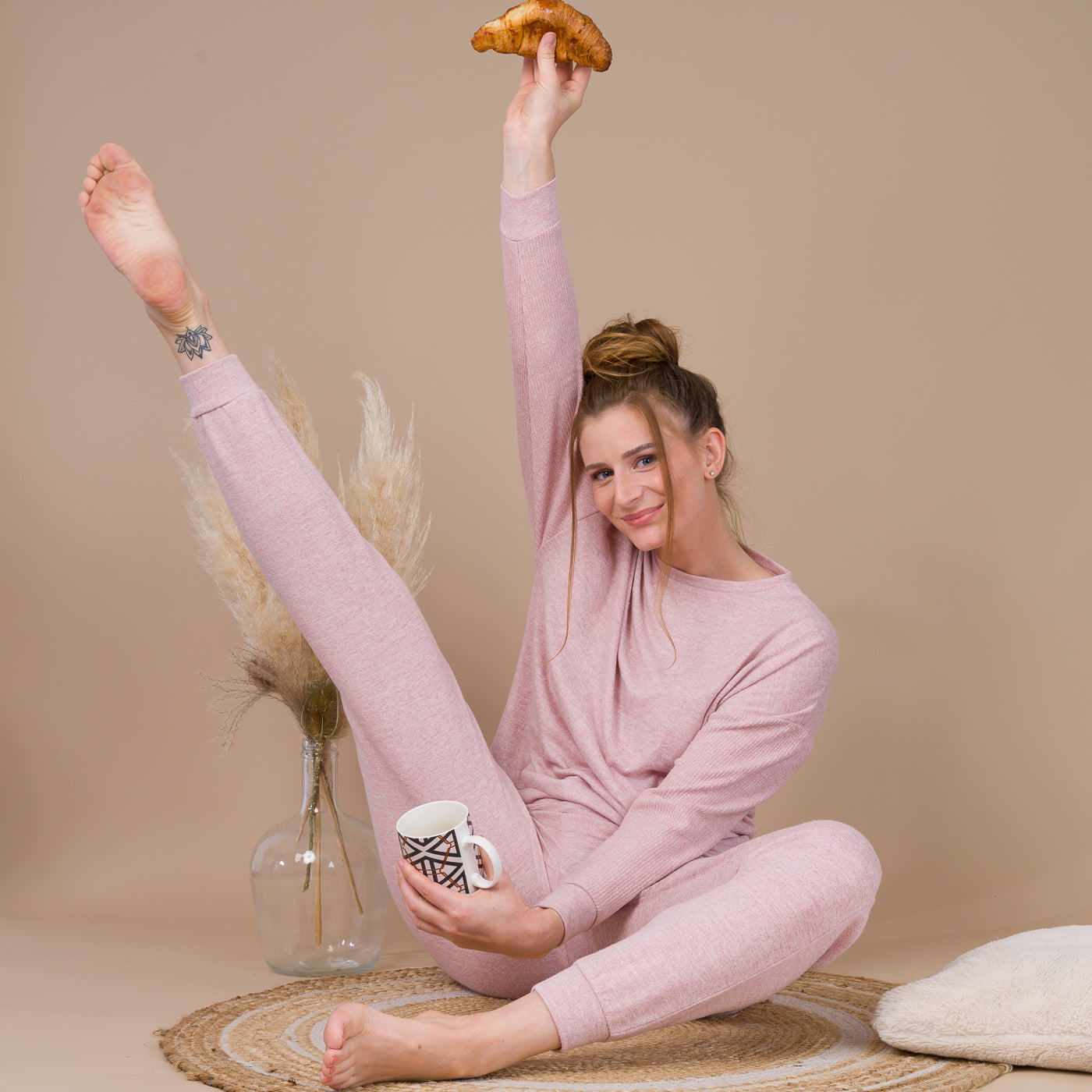 Pyjama Femme Col Rond en Jersey ROSE BF405