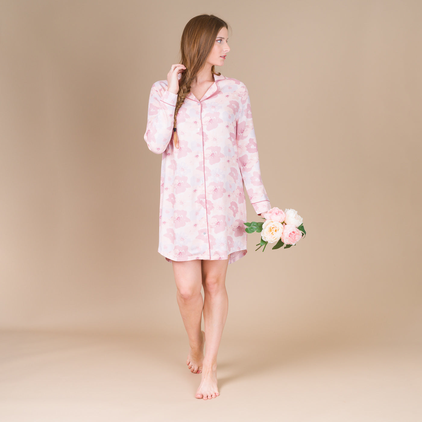 Liquette Femme Boutonnée en Viscose Imprimée ROSE Orchidée BF805