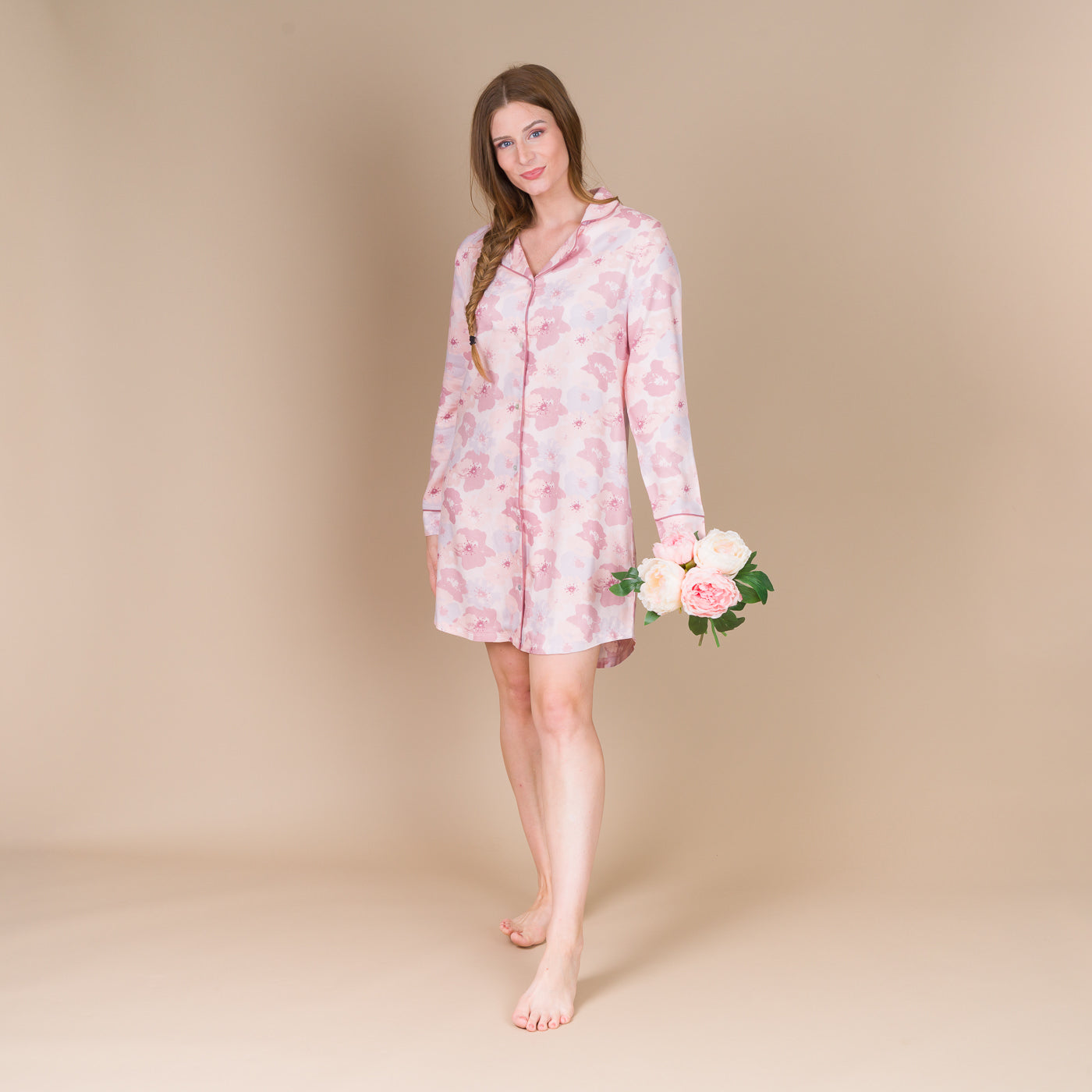 Liquette Femme Boutonnée en Viscose Imprimée ROSE Orchidée BF805