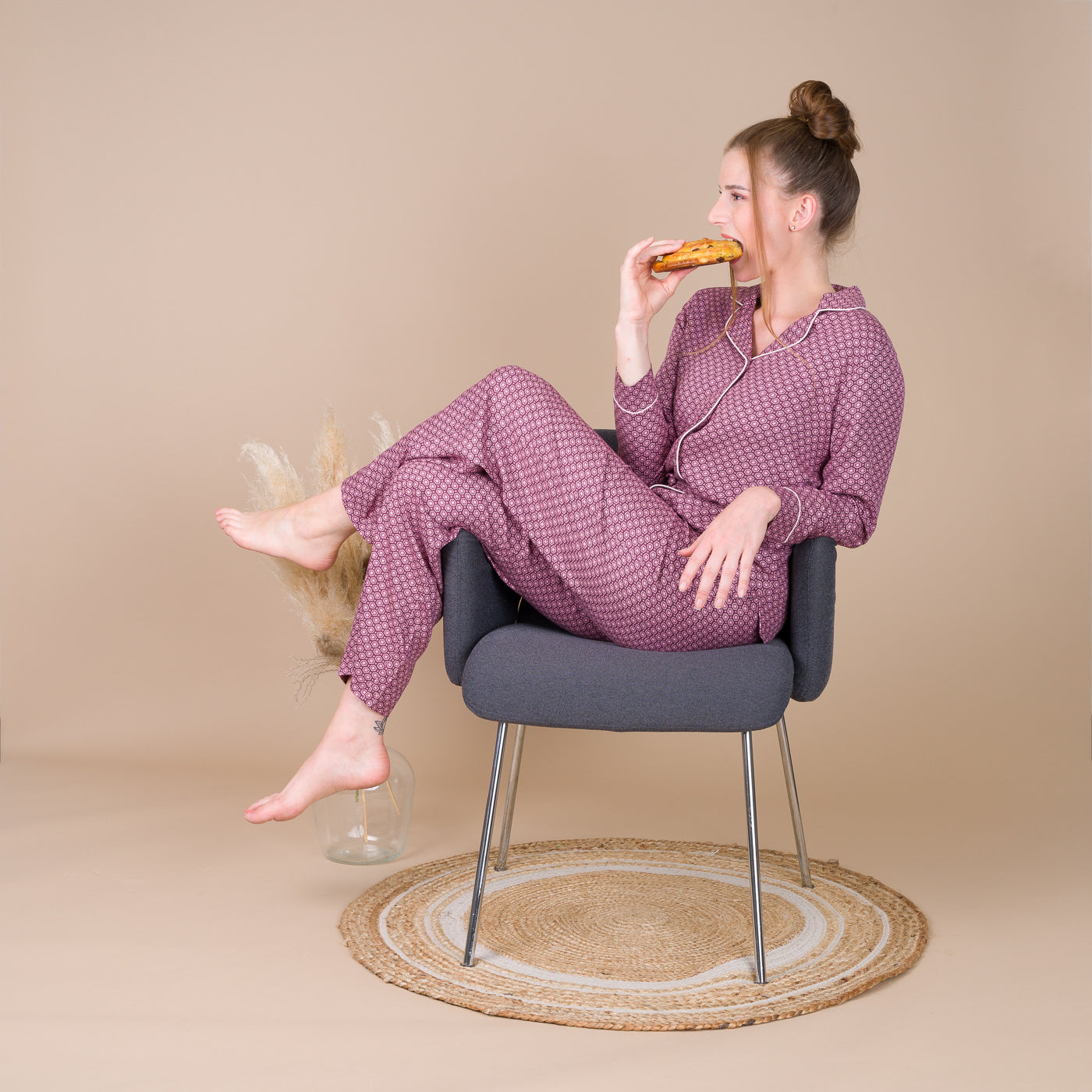 Pyjama Femme Boutonné en Viscose Imprimée SANGRIA BF412