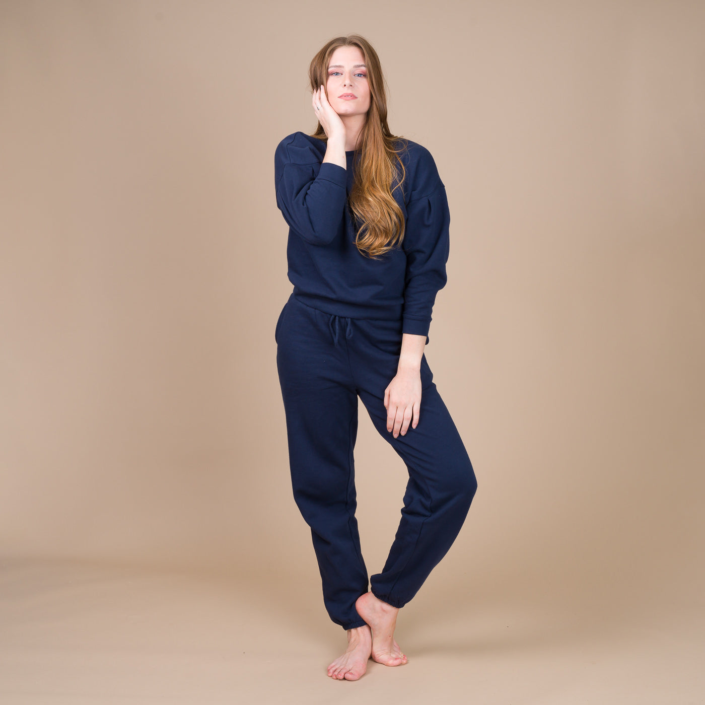 Pyjama Femme Forme Jogging en Molleton MARINE BF402