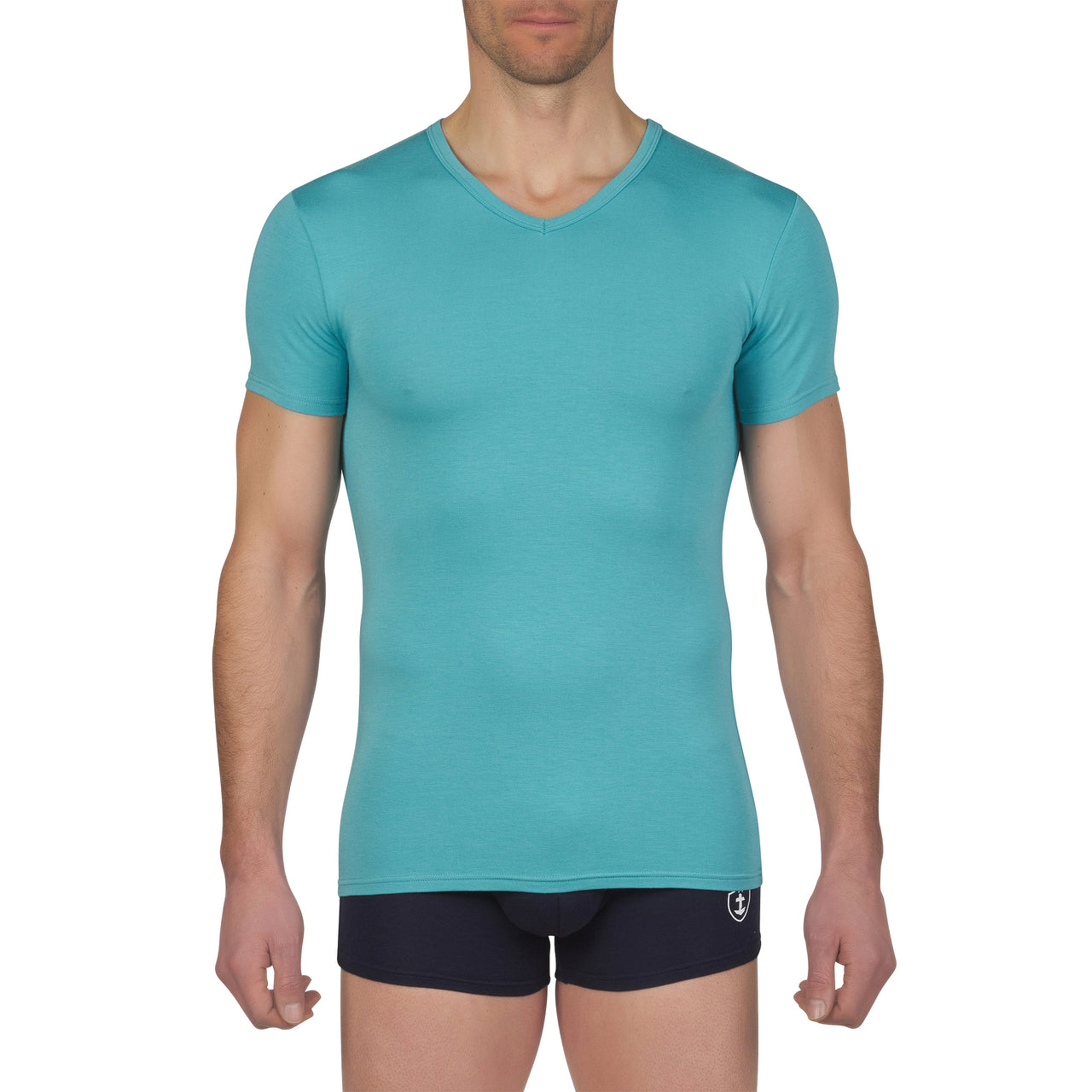 T-shirt col V Fibre de Bambou TURQUOISE