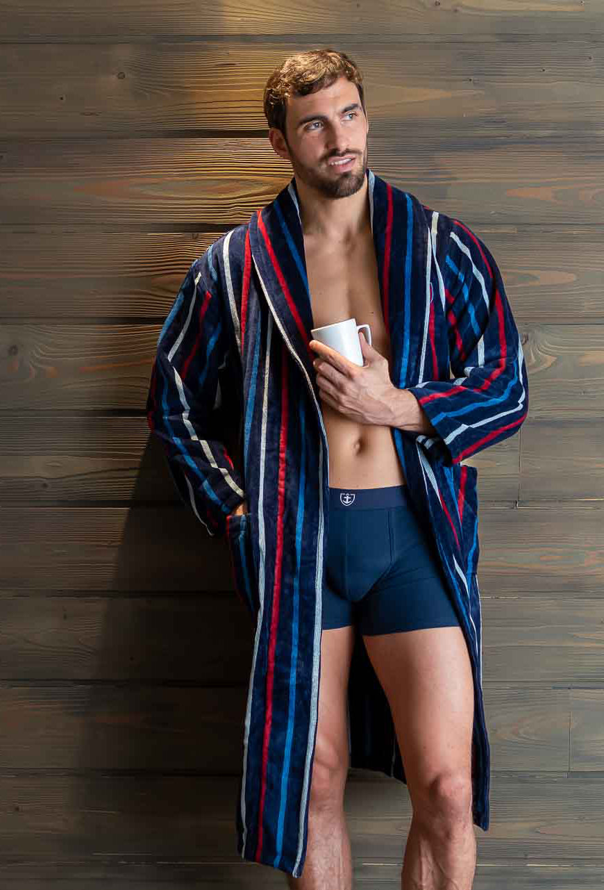 peignoir rayures homme