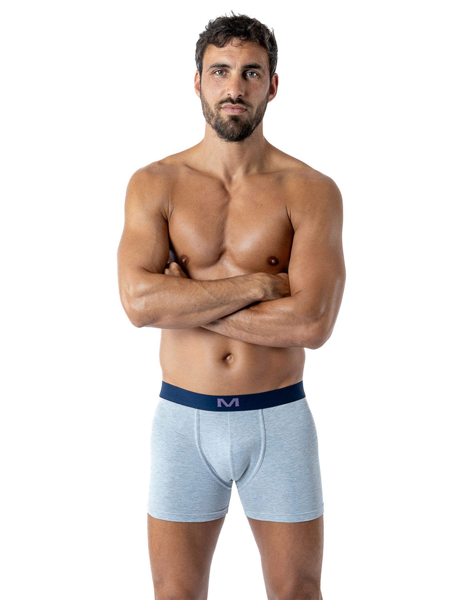 Lot de 3 Shortys en Coton BIO Stretch PRUNE/GRIS CHINE/IMPRIME H291.3