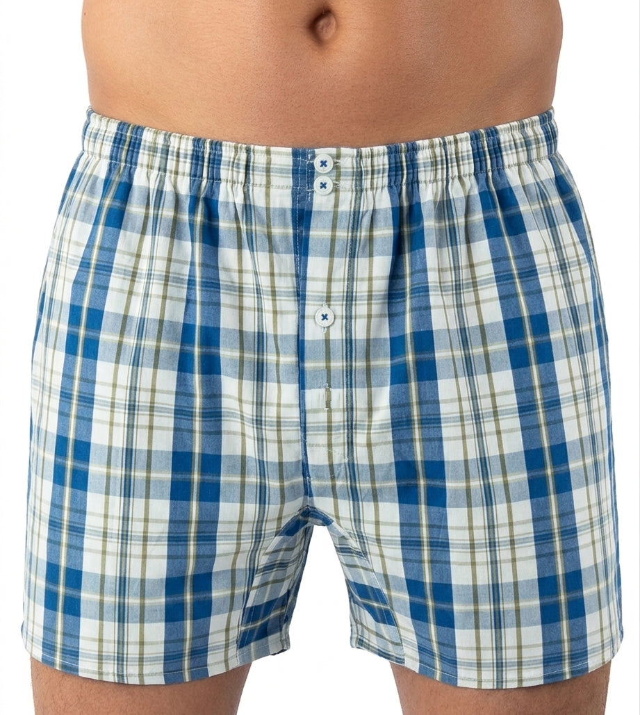Set van 2 bedrukte en gestreepte popeline boxershorts van zuiver gekamd katoen I323.2
