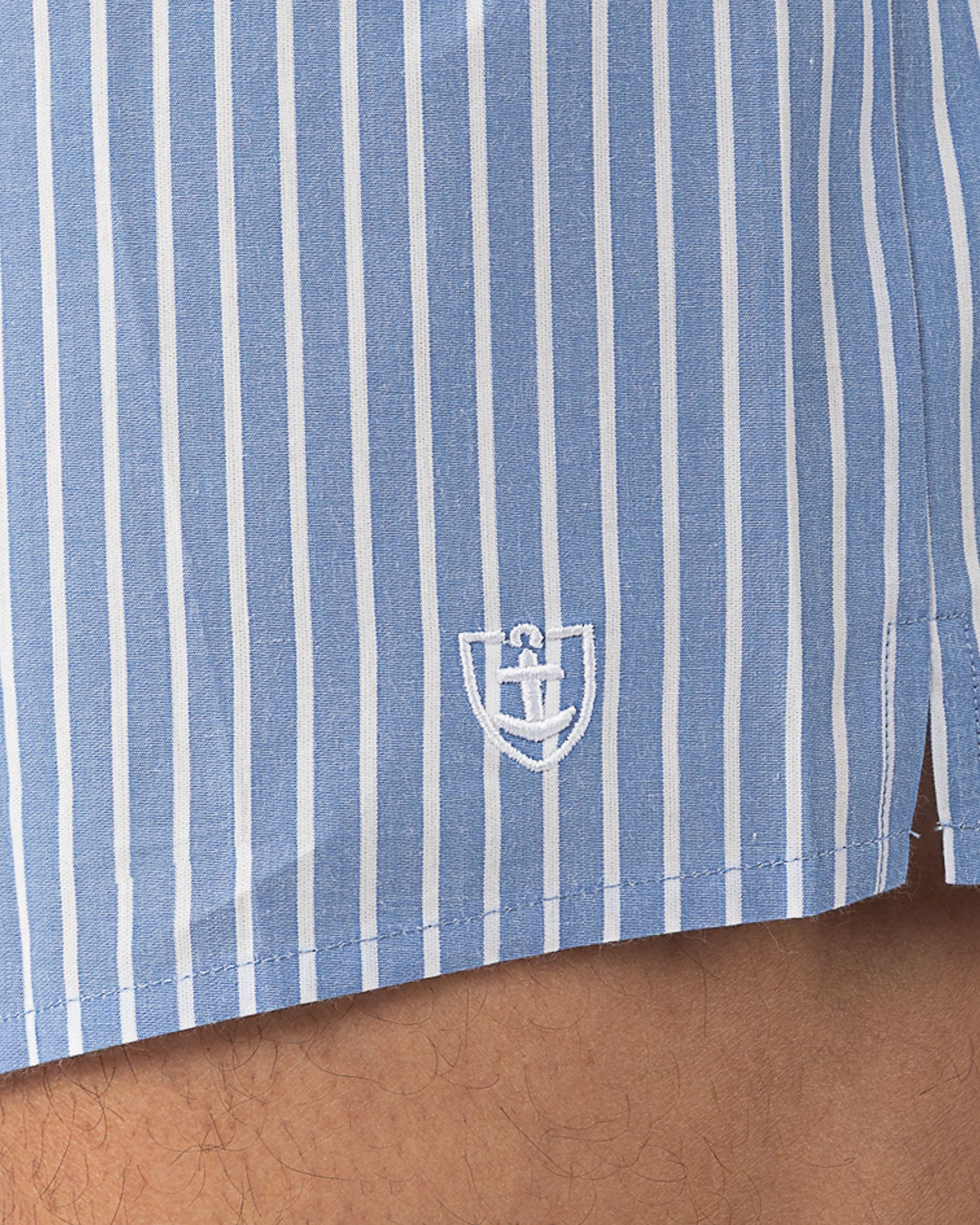 Lot de 2 caleçons en popeline de pur coton rayé bleu et marine uni 380.2