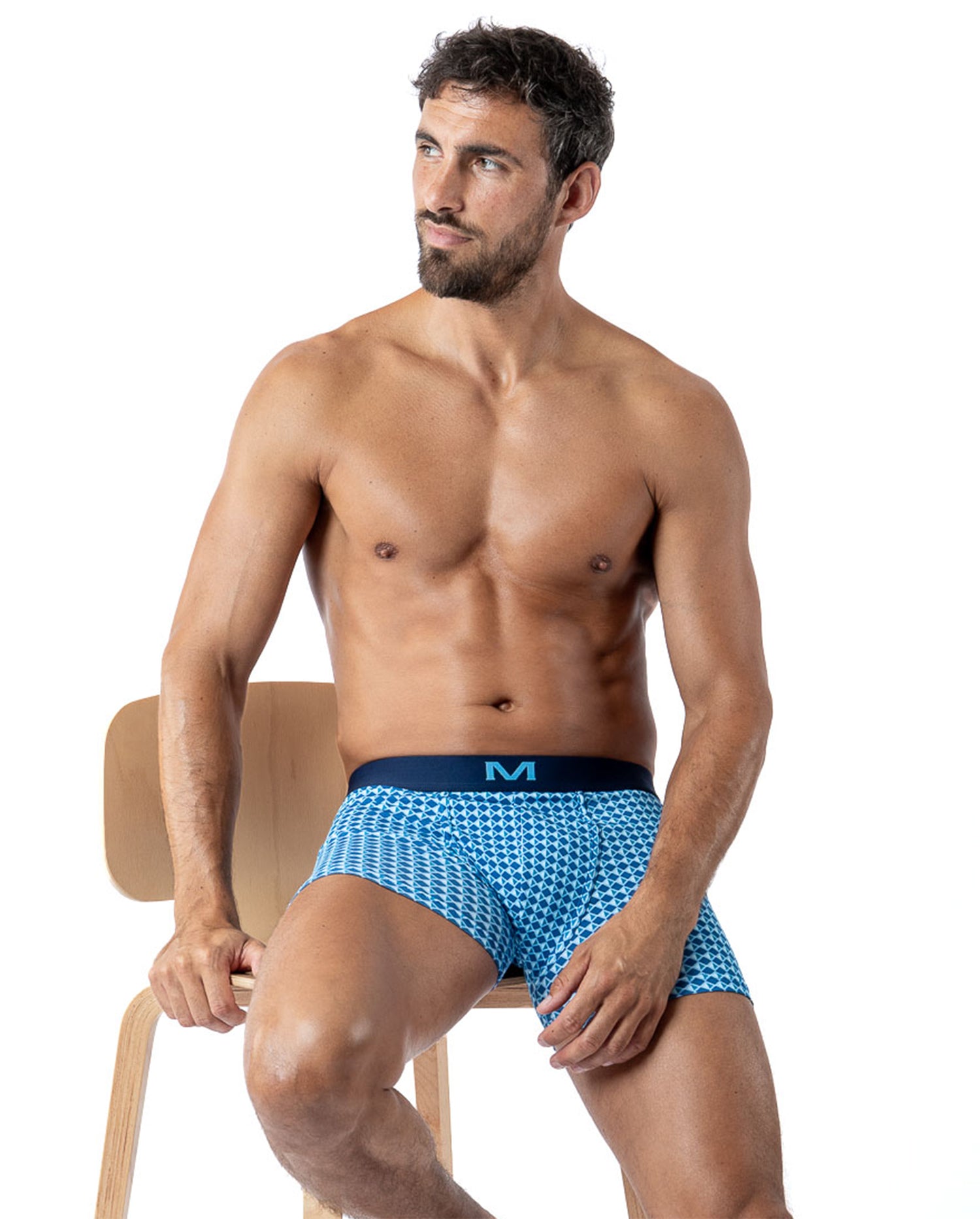 Lot de 3 Shortys en Coton BIO Stretch LAGON/INDIGO/IMPRIME H293.3