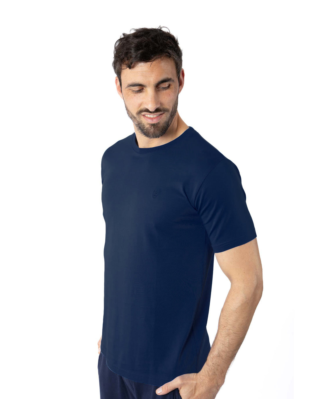 T-shirt en Jersey de Pur Coton Peigné BLEU MARINE 6083