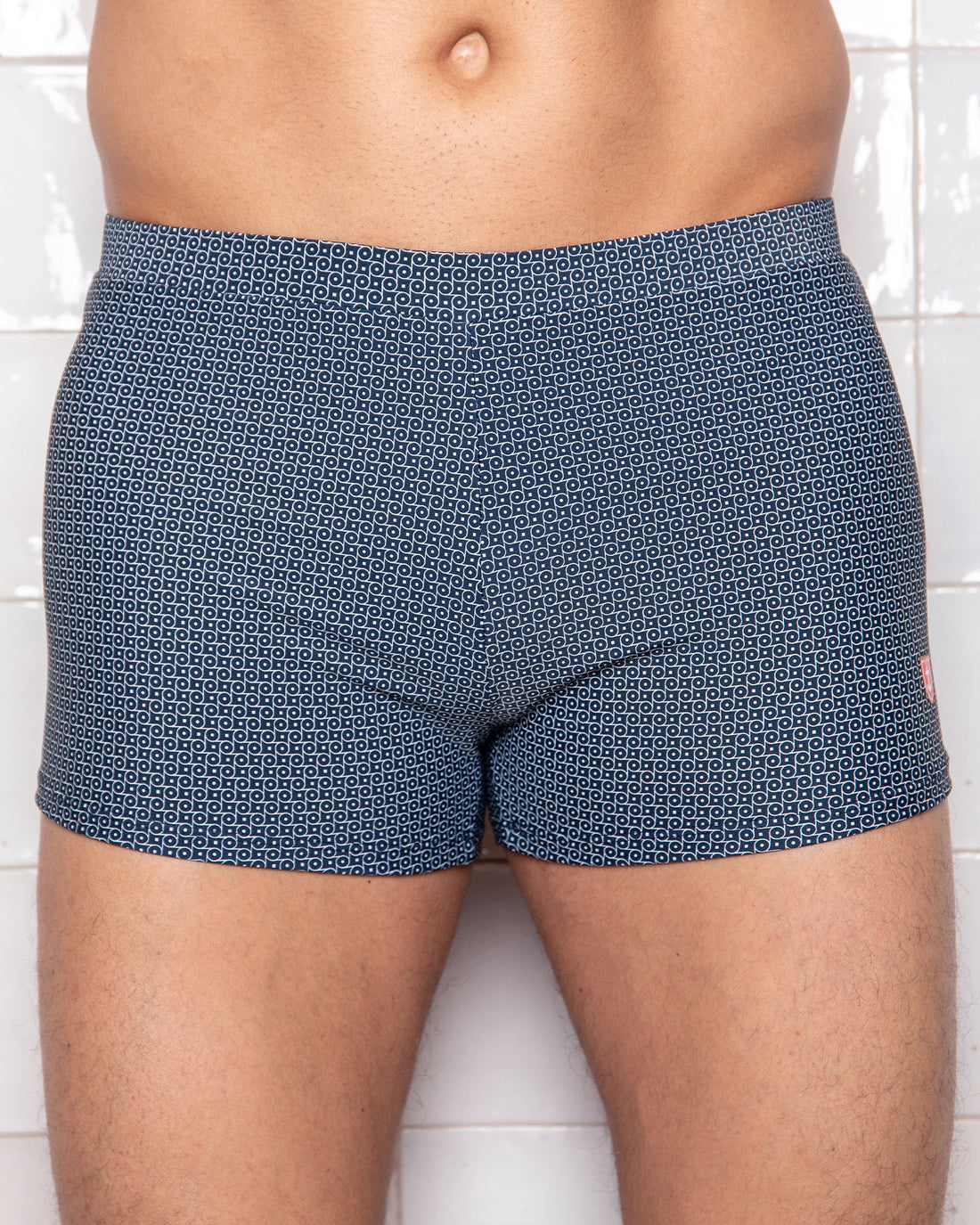 Shorty de bain Stretch imprimé géométrique MARINE 937