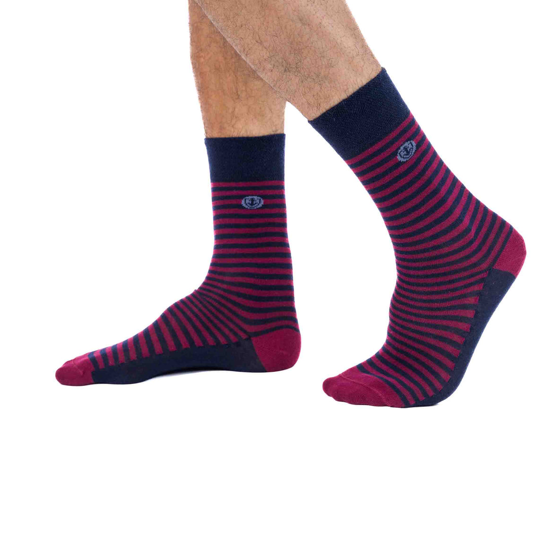 Chaussettes Homme Rayée Coton Stretch BORDEAUX 9039