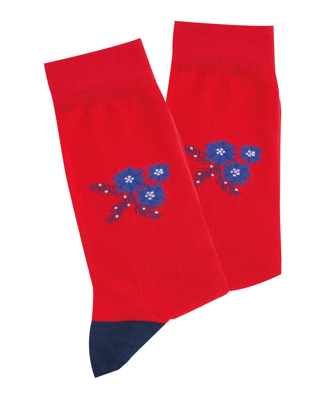 Chaussettes Homme motif FLEUR DE NOEL 9052 - ROUGE - Made in France