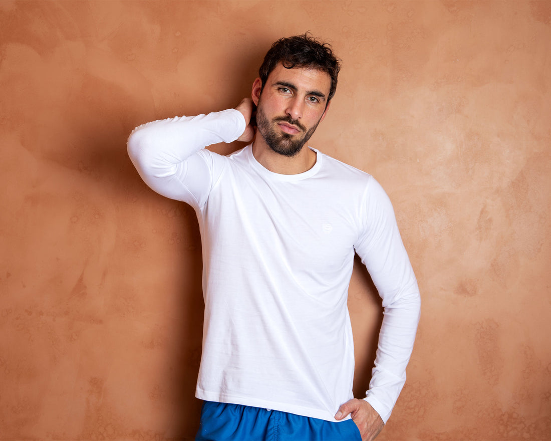 T-shirt en Jersey de Pur Coton Peigné Blanc 6089