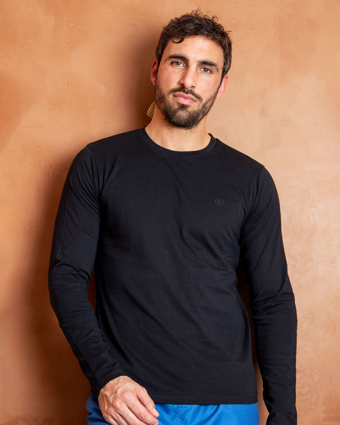 T-shirt en Jersey de Pur Coton Peigné Noir 6089
