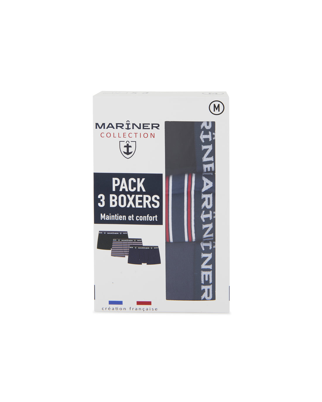 Lot de 3 Boxers Short en Coton extensible couleurs assorties et rayures F255.3