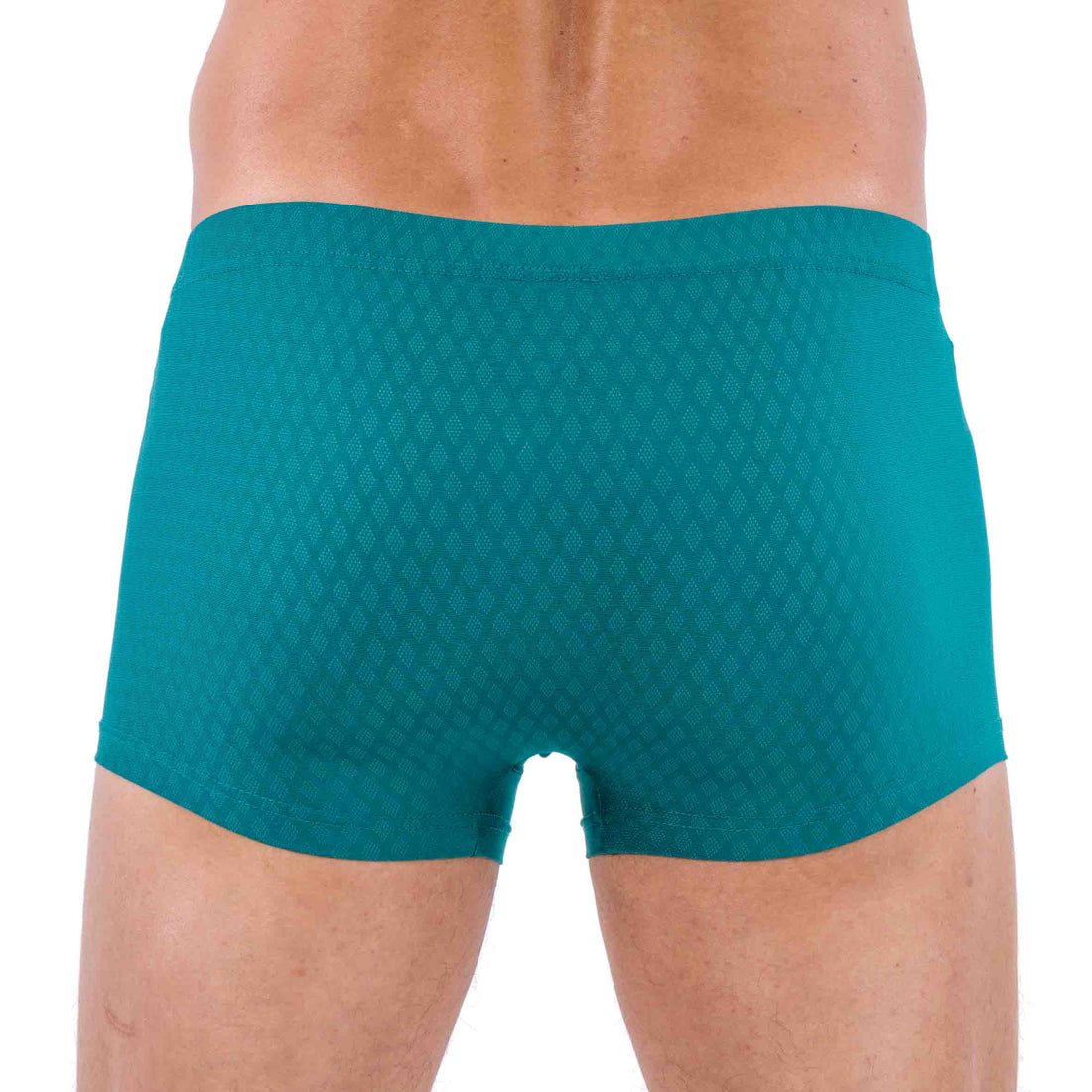 Shorty Ceinture Enrobée en Microfibre Motif Jacquard Bleu Pétrole D200