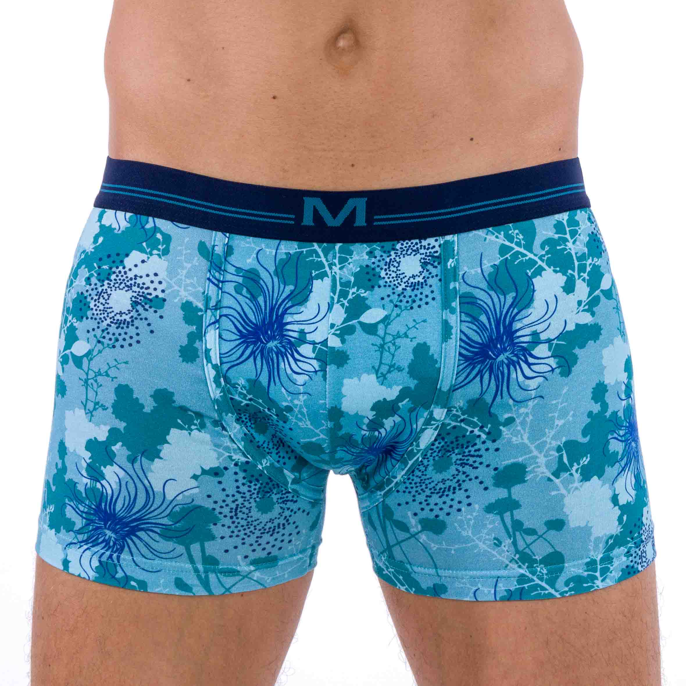 Pack of 2 Shorties in ORGANIC Stretch Cotton NAVY and LAGOON printed