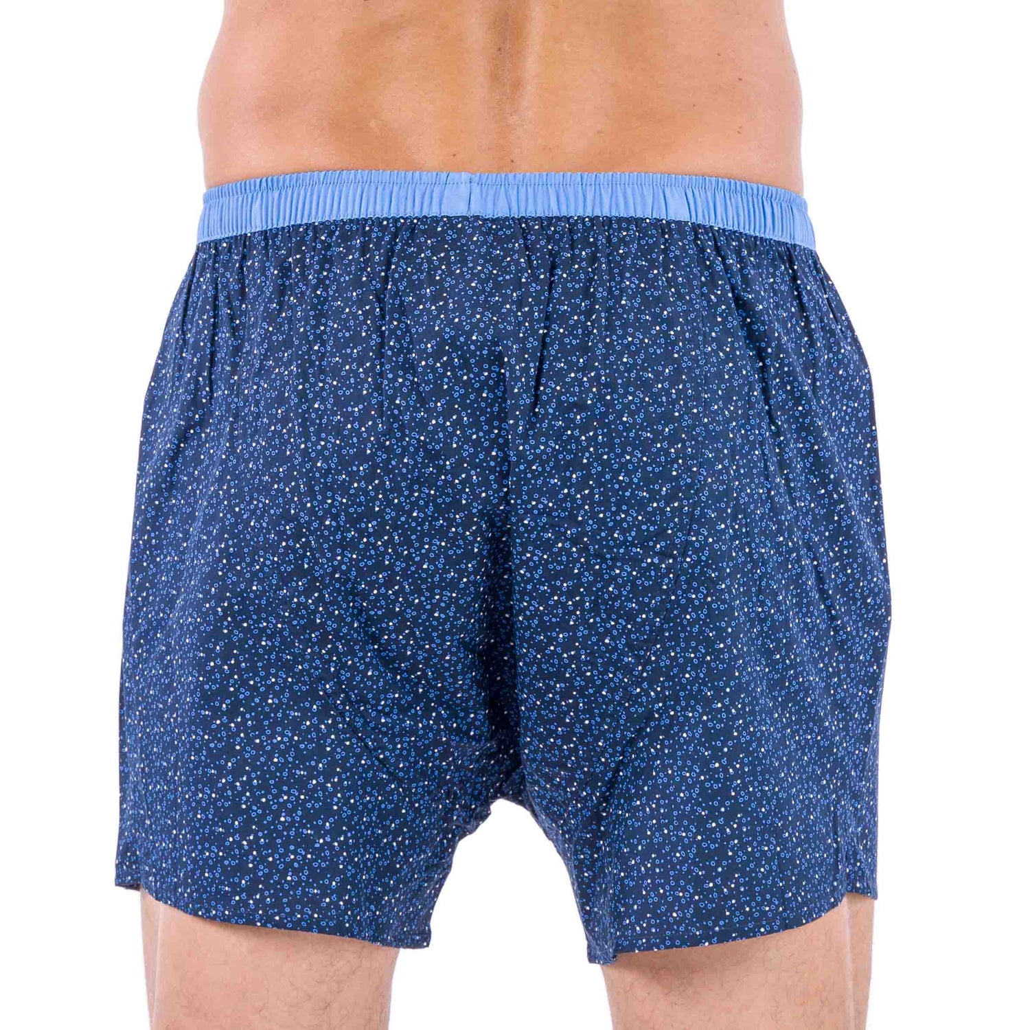 Pack of 2 Poplin Boxer Briefs in Pure Cotton Navy Blue + Vichy Blue
