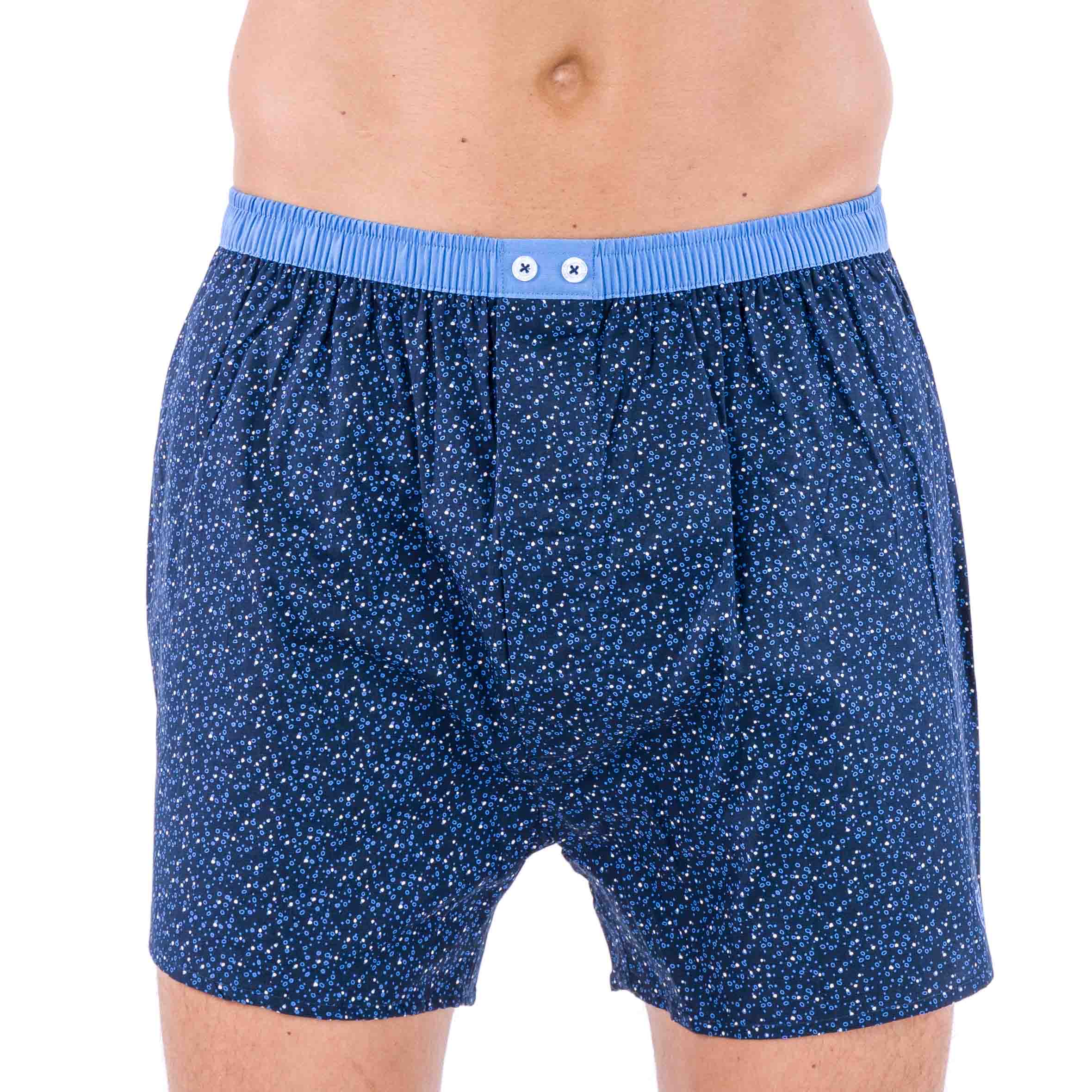 Pack of 2 Poplin Boxer Briefs in Pure Cotton Navy Blue + Vichy Blue