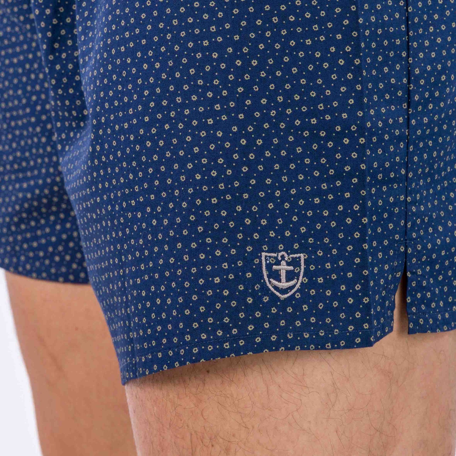 Pack of 2 Blue Pure Cotton Poplin Boxer Shorts with Paisley and Navy Patterns