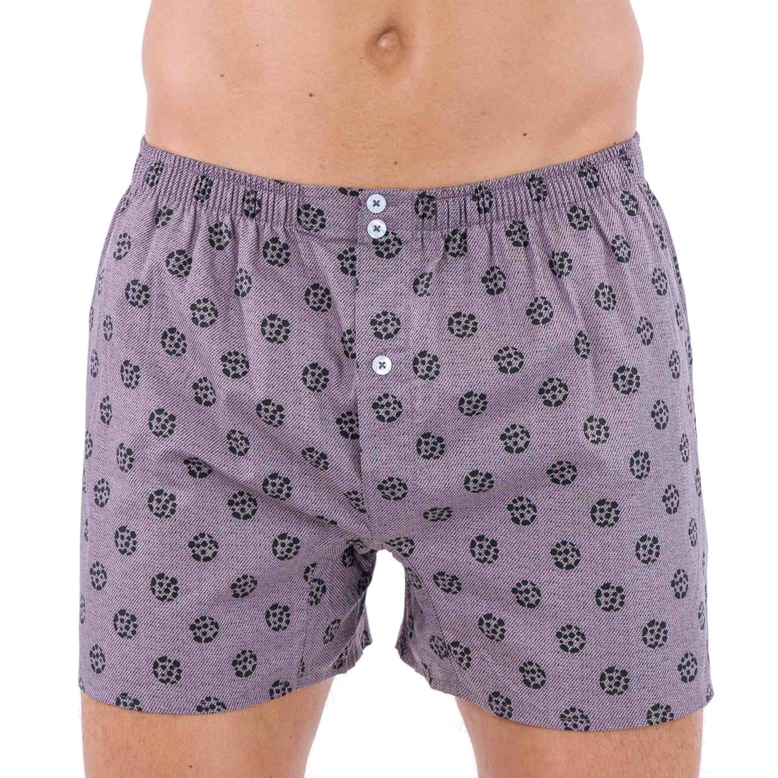 Boxer shorts with Suspender in Plum printed Pure Cotton Poplin