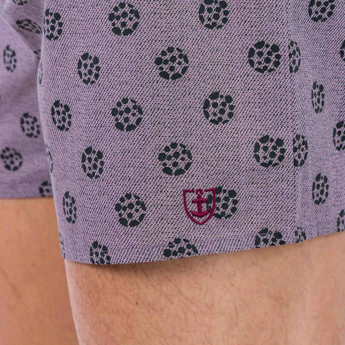 Boxer shorts with Suspender in Plum printed Pure Cotton Poplin