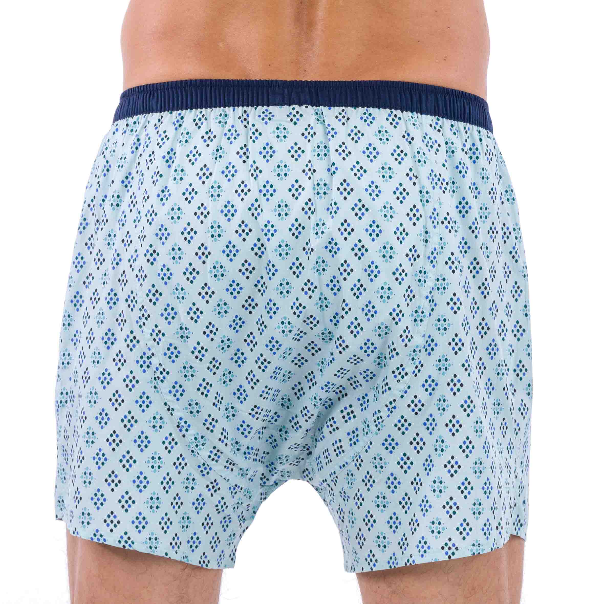 Pure Cotton Poplin Boxer Shorts with Azure Blue Print