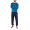 Pyjama forme Jogging en Jersey de Coton Mercerisé Imprimé Bleu Pétrole