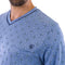 Pyjama Col V en Jersey de Coton Mercerisé Imprimé Bleu