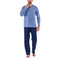 Pyjama Col V en Jersey de Coton Mercerisé Imprimé Bleu