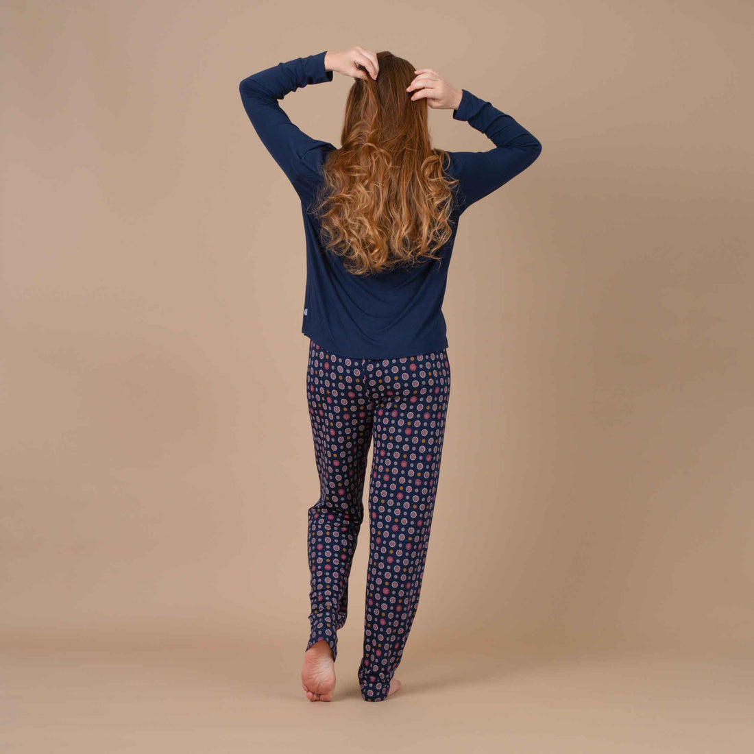 Pyjama Femme Col Rond en Maille Micromodal Stretch MARINE