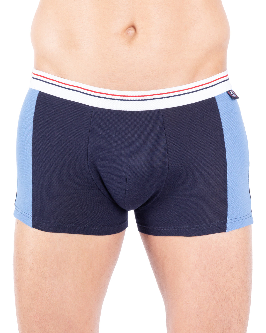 Shorty maille "Piqué" Ceinture Rapportée Motif Jacquard BLEU MARINE E229