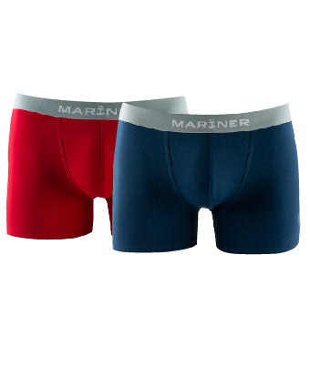 Pack of 2 Plain Shorties in Premium Stretch Cotton BLUE and RED