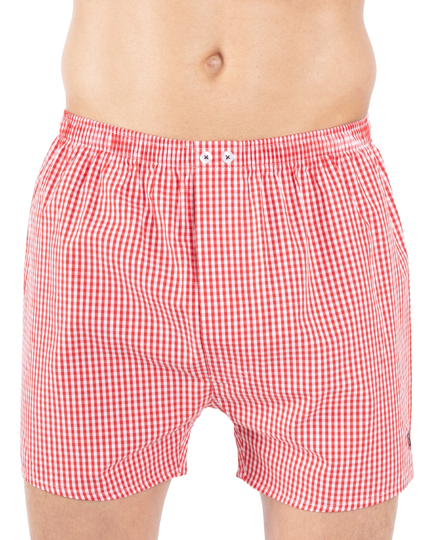 Pack of 2 Boxer Shorts in Pure Cotton Poplin NAVY and RED
