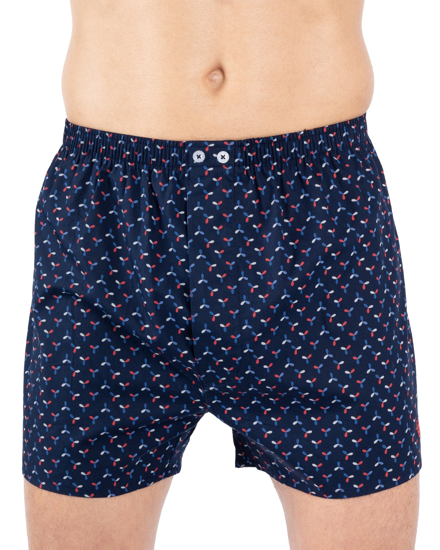 Pack of 2 Boxer Shorts in Pure Cotton Poplin NAVY and RED