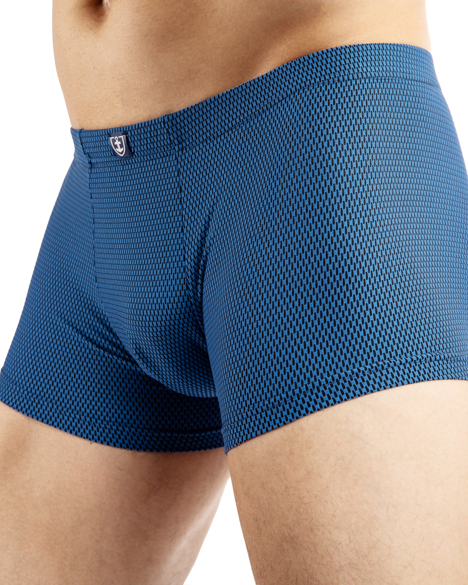 Boxer short taille Basse avec ceinture enrobée en Microfibre stretch BLEU F247