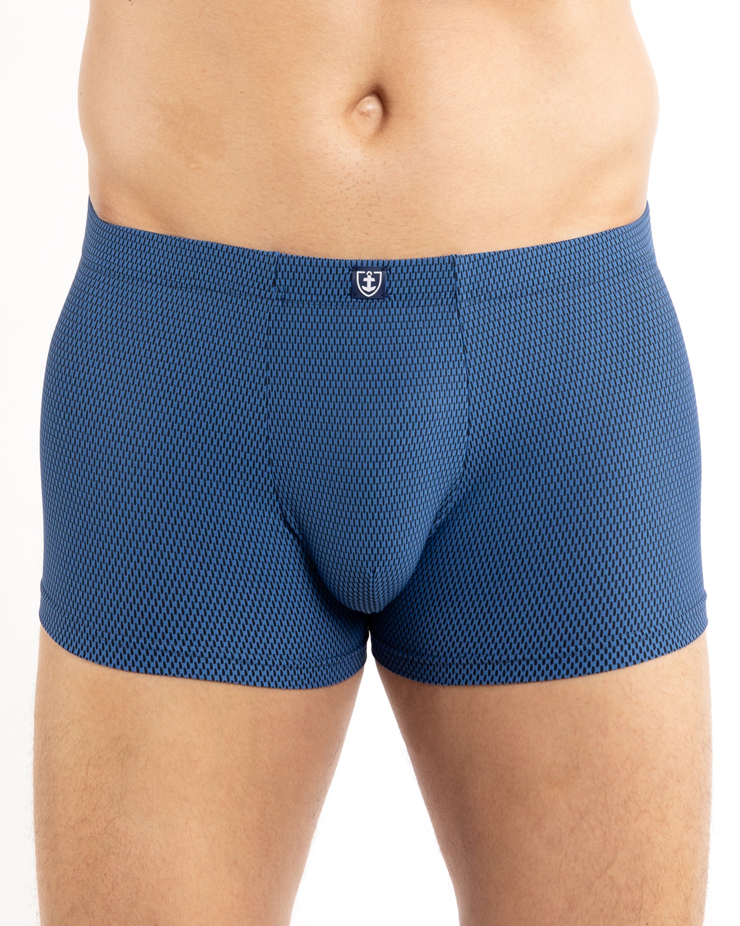 Boxer short taille Basse avec ceinture enrobée en Microfibre stretch BLEU F247