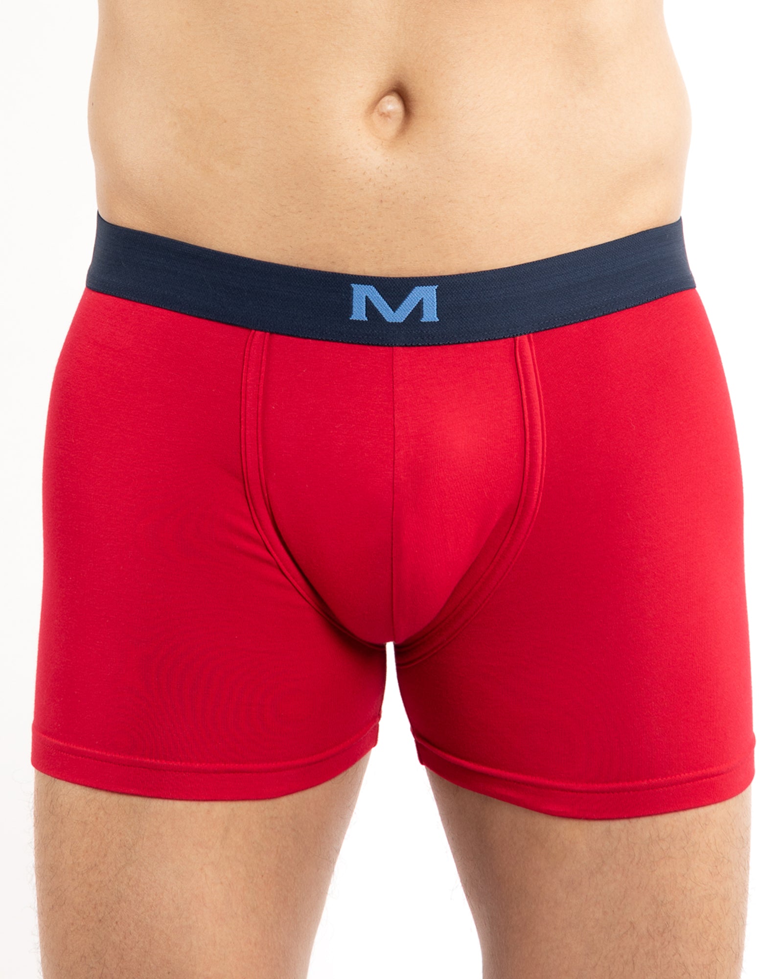 Lot de 2 Boxer Short en Coton BIO extensible MARINE et ROUGE - F249.2