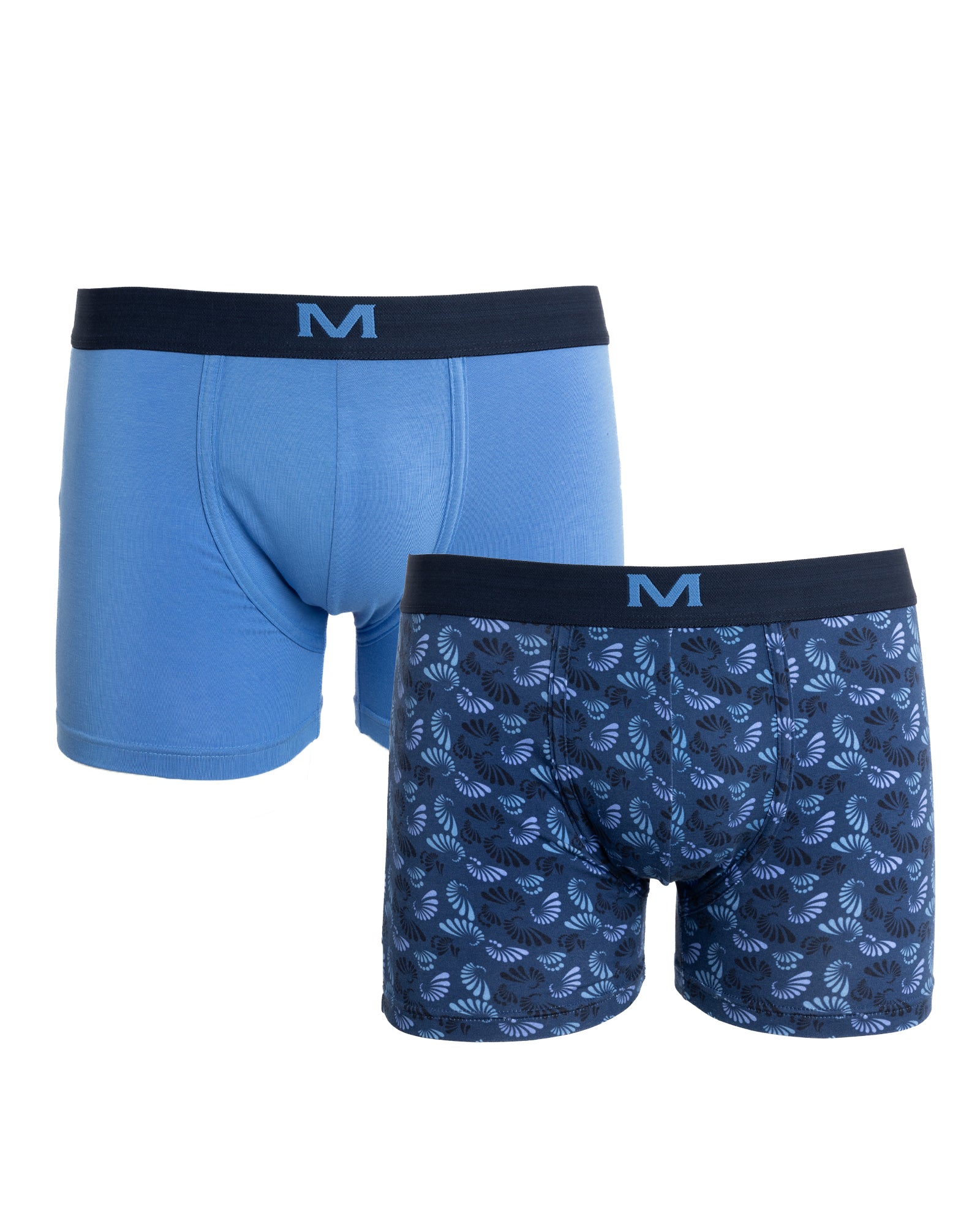 Ensemble de 2 Boxers en Coton Bio Stretch INDIGO et MER - F252.2